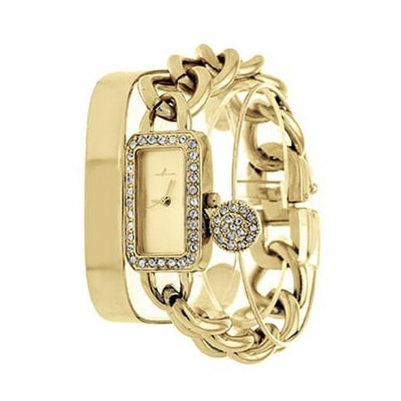 Texas A&m Wrist Watch - Arm Candy Via Nova Ladies Fashion Gold Watch with a Set of 2 Bracelets
