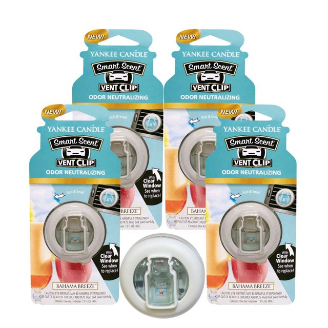 Juego de 4 clips aromatizadores para ventilación Bahama Breeze de Yankee Candle