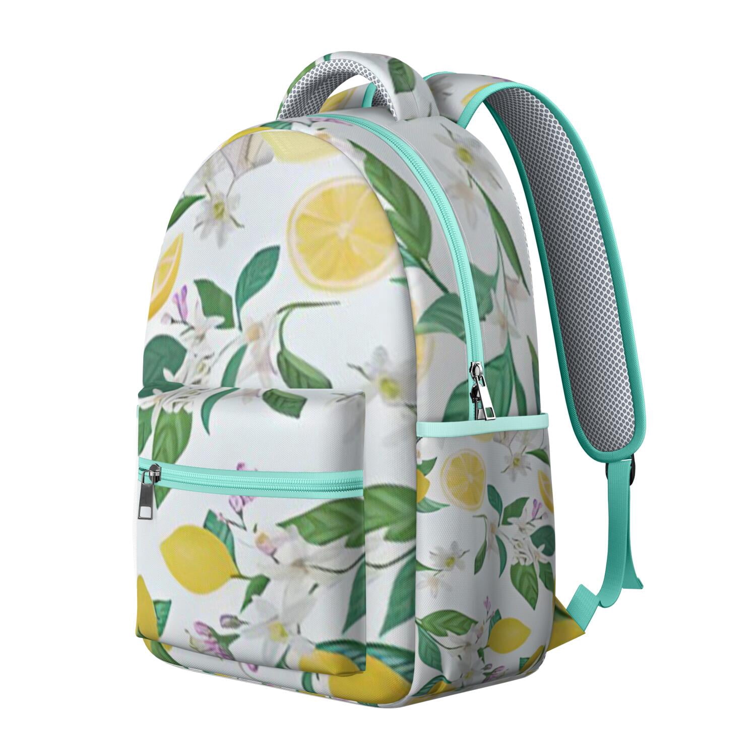 Fruit Lemon Print School Backpack - Waterproof & Breathable, Designed for Spinal Support, Ideal for Daily Use by College Students & Commuters