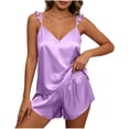 thumbnail image 2 of Women Satin Pajama Sets Silky Adjustable Strap Cami Tops and Shorts Sleepwear Soft Breathable Womens 2 Piece Outfits,Sizes S-2XL, 2 of 6
