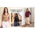 thumbnail image 4 of MOYIKO Button Down Shirts for Women Long Sleeve Stain Silk Collared Work Office Basic Business Dress Shirts Blouses Tops, 4 of 7
