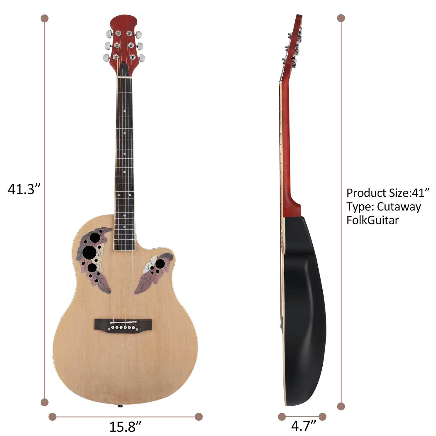 Hassch Acoustic Guitar with Gig Bag, 41 Inch Full Size Guitar with Wrench Tool for Beginners, Burlywood