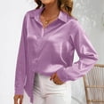 thumbnail image 6 of Fouhkni Womens Satin Button down Shirts Dressy Casual V Neck Long Sleeve Tees Elegant Collared Tops, 6 of 8
