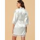 thumbnail image 4 of Albornoz De Pijama De Encaje Elegante De Satén Para Mujer Blanco M Unique Bargains Pijamas, 4 of 5
