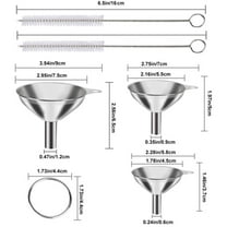 Stainless Steel Kitchen Funnel Set Food Grade Metal Funnel with Cleaning Brush for Filling Bottles