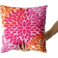 thumbnail image 3 of Preppy Hot Pink Orange Pillow Covers 20X20 Inches Dahlia Floral Geometric Decorative Pillowcase Set of 2 Aesthetic Square Throw Pillow Case Home Decor for Dorm College Girls Sofa Bedroom Couch, 3 of 6