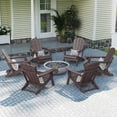 thumbnail image 5 of FODINGHILL Outdoor Folding Adirondack Chair set of 6, HDPE All Weather Patio Chair with Cup Holder for Deck Backyard Garden, BrownWood, 5 of 10