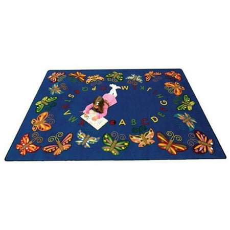 Joy Carpets 1541CC Butterfly Delight 5 ft.4 in. x 7 ft.8 in. Oval WearOn Nylon Machine Tufted- Cut Pile Educational Rug