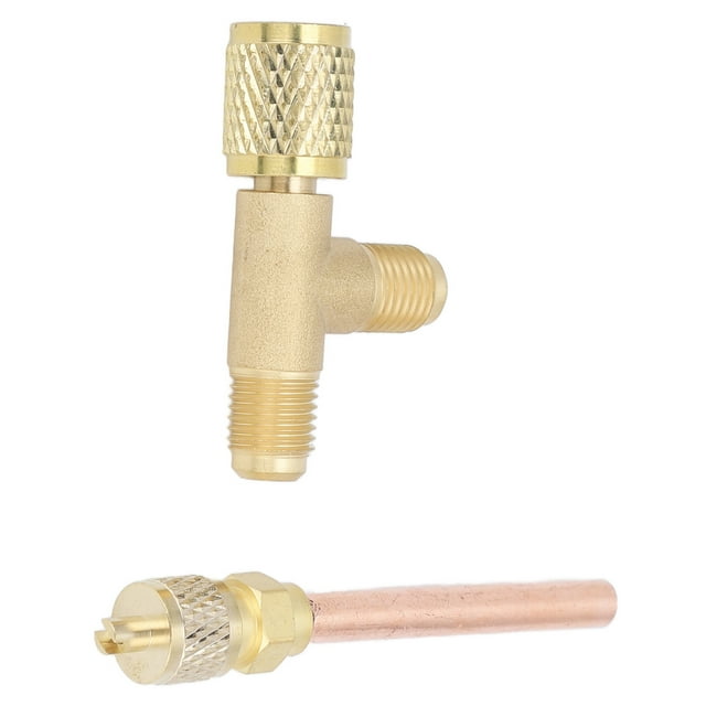 Adaptateur de Té de Noyau de Vanne, Adaptateur de Té d'Attelage Rapide, Adaptateur de Té de SAE de 1/4 Po Intégré à la Vanne Raccord Rapide Double Étanchéité pour Jauge à Vide R22 R12 R134, Adapté au Vide de Jauge