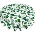 thumbnail image 1 of St. Patricks'' Day Round Tablecloth 60 Inch Spring Lucky Shamrocks Decoration Table Cloths Polyester Fabric Green Clover Table Cover for Home Indoor Dinning/Outdoor Party, 1 of 6