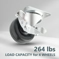 thumbnail image 2 of POWERTEC 4PK 2 Inch Swivel Caster Wheels Set of 4 with 264 lbs Loads (2 with Brakes & 2 Without), Rubber Castor Wheels for Furniture, Cart, Dolly and Workbenche, 17211, 2 of 7