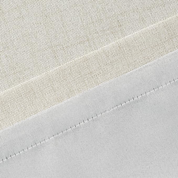 DriftAway  Blackout Linen Textured Solid Basic Room Darkening Thermal Insulated Tie Up 45"x63" - Light Linen