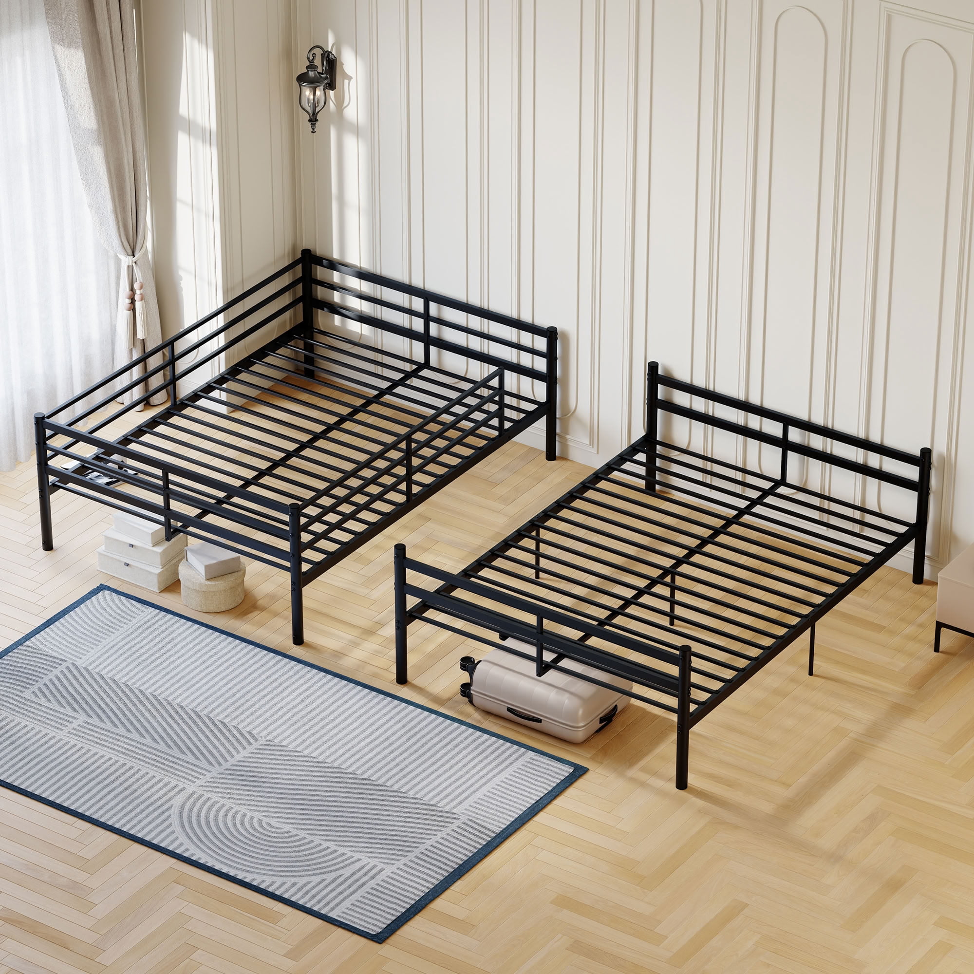 MAYEERTY Full Over Full Metal Bunk Bed for Kids Teens Adults, Heavy Duty 990 lbs Capacity, Separable into Two Full Size Beds, No Box Spring Needed