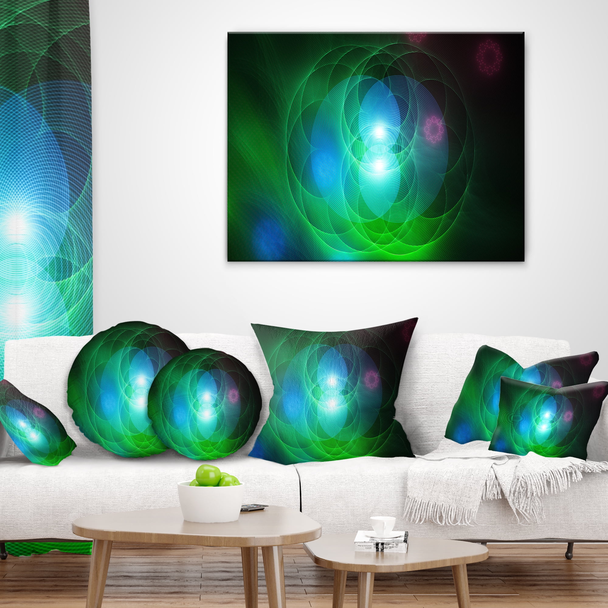 Designart Merge Colored Spheres. - Abstract Throw Pillow - 16x16