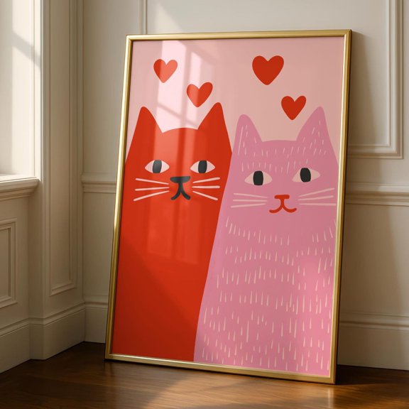 Love Cats Gallery Wall Cute Animal Home Wall Art Poster Decor