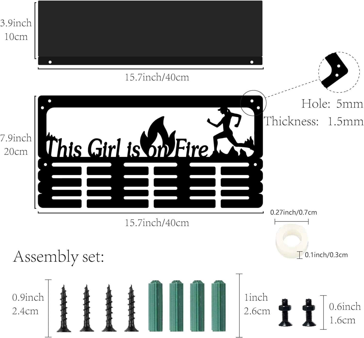 Medal Holder Trophy Shelf Display with Shelf Stand Sports 4 Rows Wall Mount Hold 70+ Medals DIY for Gymnastics Running Swimming Awards Rack 15.7 x 7.9 Inch-This is on Fire