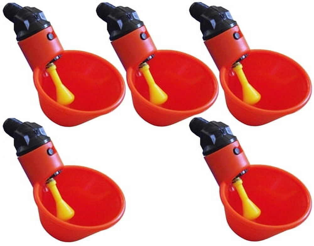 5 Pack Of Automatic Cup Style Poultry Chicken Drinkers