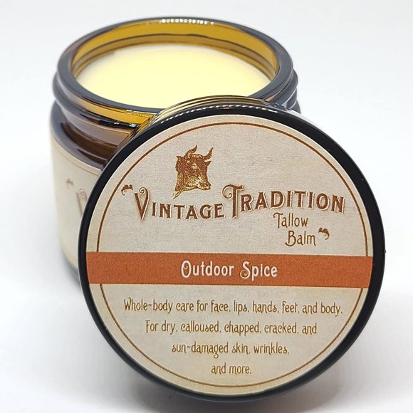 Bálsamo multiusos de sebo de res Vintage Tradition - Aceites de especias hidratantes curativos Salve para el cuidado de la piel Reemplaza la loción corporal Crema para manos Más - Aceite esencial Acei
