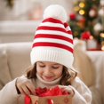 thumbnail image 4 of Voska Kid's Green Red Striped Christmas Beanie Hat Winter Warm Stretchy Knit Ear Cover Cap Unisex Boys Girls Holiday Daily B, 4 of 6