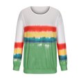 thumbnail image 7 of Womens Long Sleeve Crewneck Color Block Sweatshirt Tops Casual Striped Printed Loose Fit Shirts Blouses Tunic Tops, 7 of 7