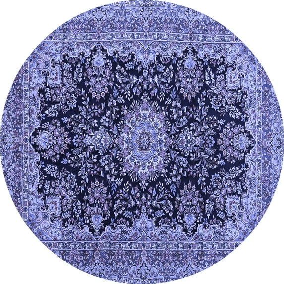 Ahgly Company Indoor Round Medallion Blue Traditional Area Rugs, 7' Round