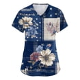 thumbnail image 2 of Patriotic Scrub Tops for Women Short Sleeve V Neck Star and Stripes Print Shirts Workwear Uniforms US 250 Years Anniversary 2026 New Medical Plus Size Scrub T Shirts, 2 of 4