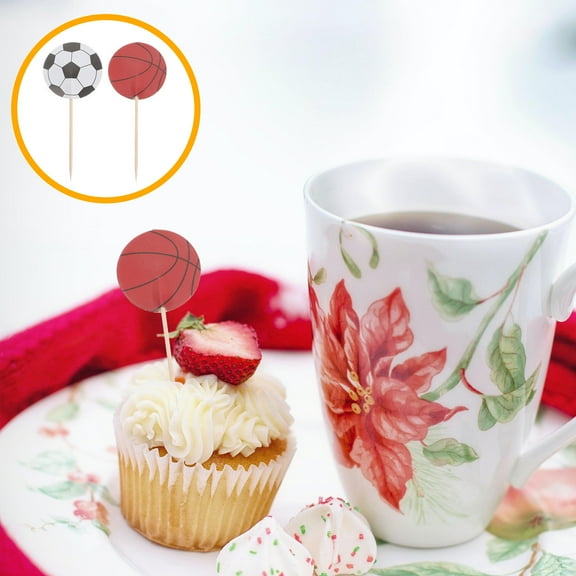 MLINS Sports Themed Cupcake Toppers Basketball Soccer Decor for Birthday Parties Assorted Color