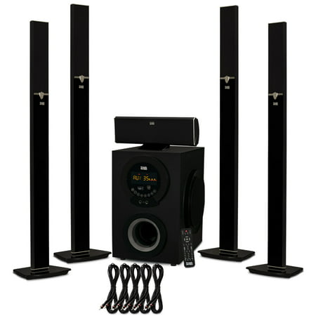Acoustic Audio AAT3003 Tower 5.1 Home Theater Bluetooth Speaker System and 5 Extension