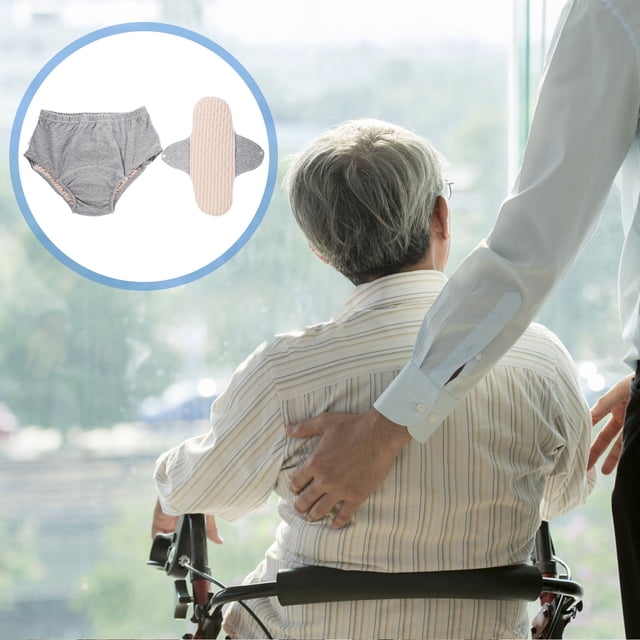 UPOUART 1Pack Elderly Cotton Diaper for Incontinence Underwear Adult Diapers Washable Reusable Grey L Size