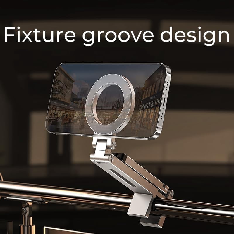 Magnetic Tripod for iPhone, Aluminium Stand with 360° Adjustable Magic Clip & 1/4" Screw, for Foldable & Stable Use, Adapted for iPhone 17 16 15 14 13 12 Series & MagSafes