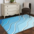 thumbnail image 3 of 3x5 Area Rugs, Blue Aqua Ombre Non-Skid Rubber Backing Large Rectangle Rugs - Living Room Bedroom Home Office, Modern Geometric Abstract Aesthetic Cream Indoor Floor Mat Carpets Washable Rug, 3 of 9