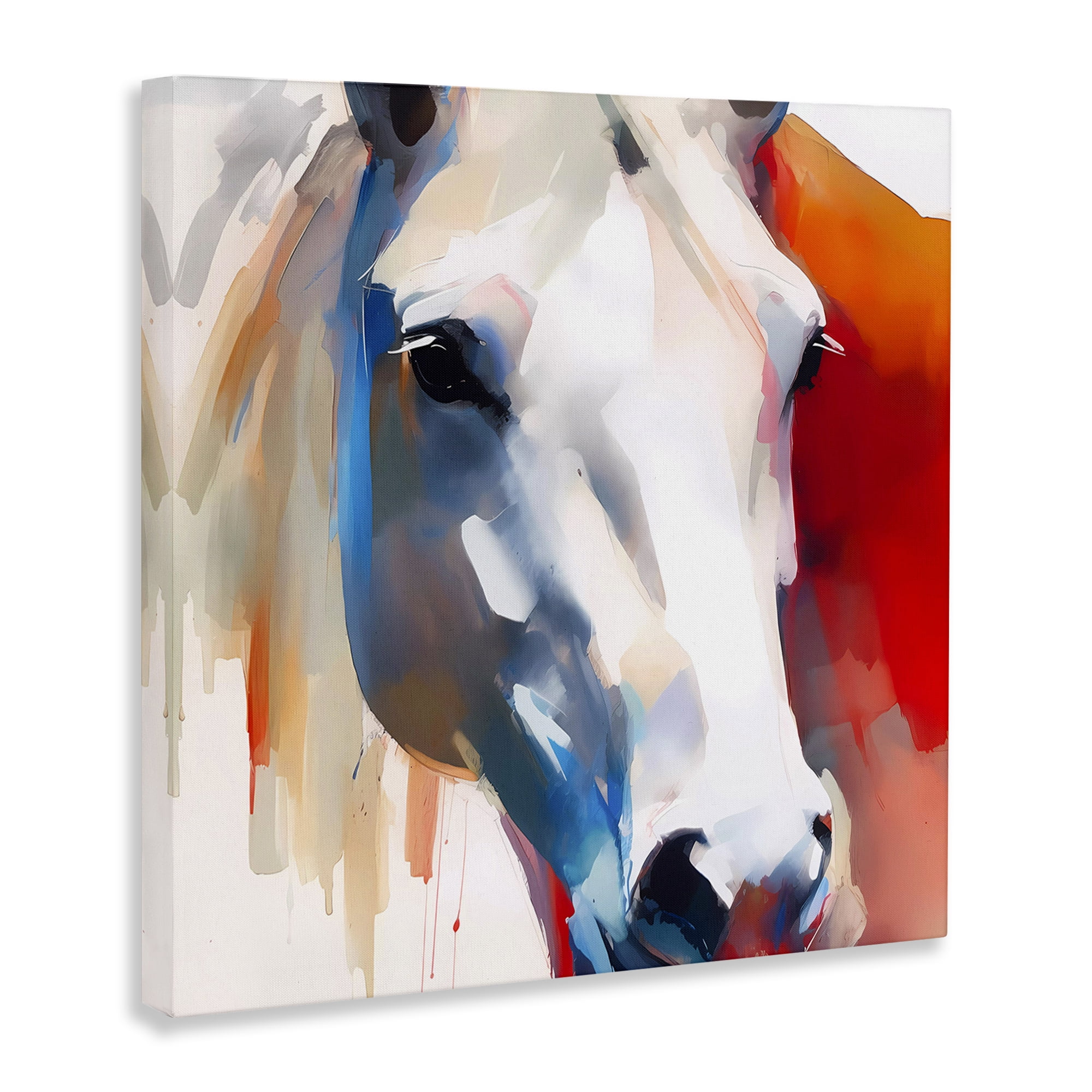 Stupell Industries Horse Close Up Face Animals & Insects Painting Gallery Wrapped Canvas Art Print Wall Art, 17 x 17