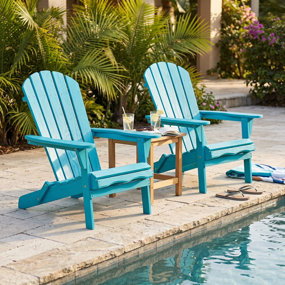 WGYPRIME Adirondack Chair set of 2, Solid Wood Outdoor Fire Pit Chair, Folding Patio Chair for Garden, Lawn