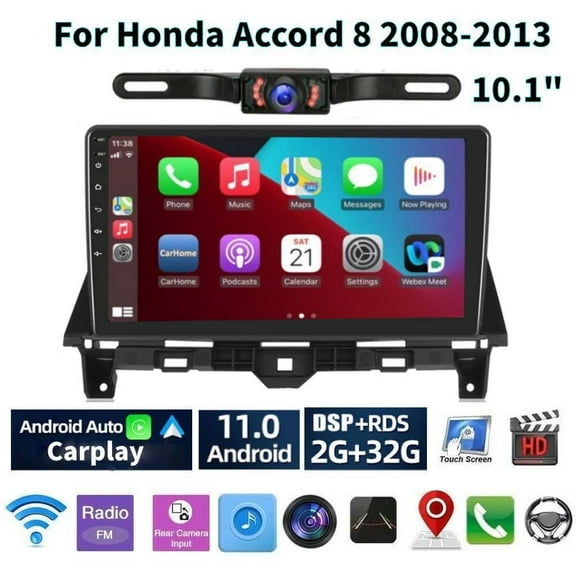 iSpchen Car Stereo Radio for Honda Accord 8 2008-2013, 10.1" Touchscreen Android 13 Support Carplay Android Auto/High Definition 1080P/Navigation/Bluetooth/SWC/Camera/Radio/2 32G,Black