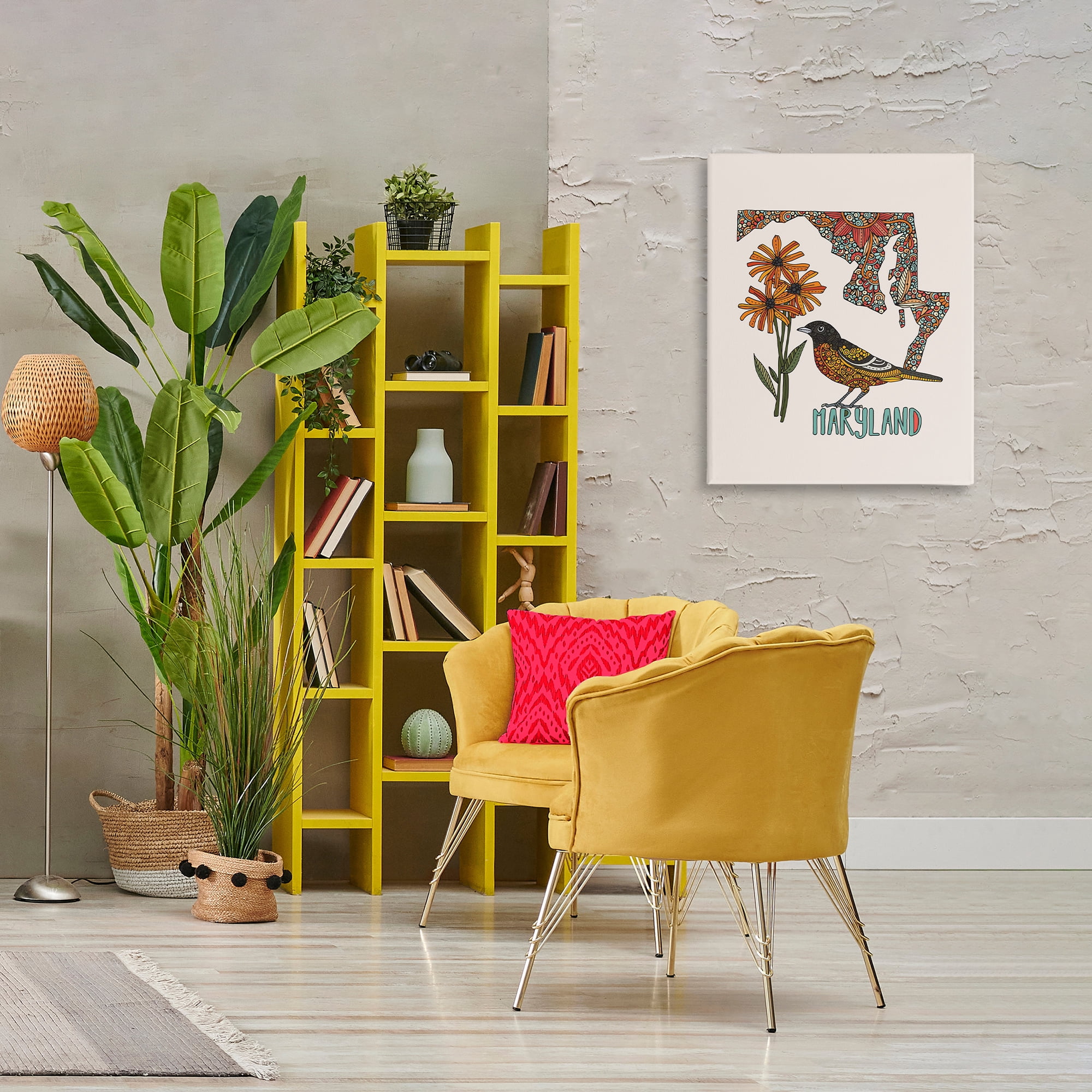 Stupell Industries Floral Maryland State Botanical & Floral Painting Gallery Wrapped Canvas Art Print Wall Art, 24 x 30
