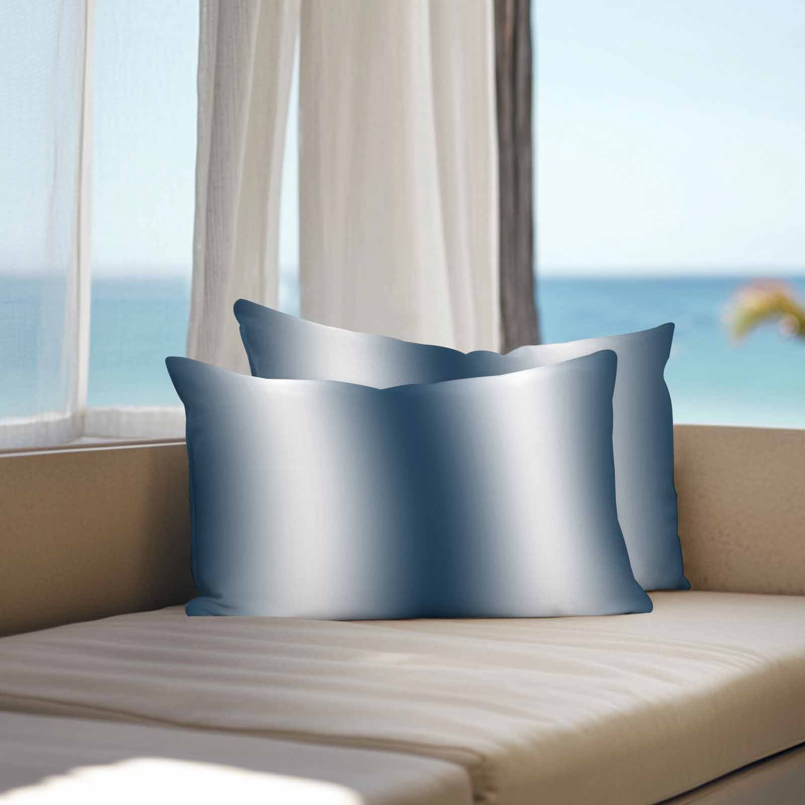 Dark Blue White Ombre Lumbar Pillow Covers 20x12 Inch Set of 2, Abstract Art Modern Blue Gradient Waterproof Outdoor Pillow Covers, Decorative Cushion Pillowcases for Couch, Sofa, Bed, Garden, Patio