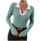thumbnail image 2 of Pntutb Mujeres Casual Sólido Tejido Adelgazante Trompeta Manga Larga Manga Cuello V Suéteres tops Blusa Pntutb Pntutb-4705, 2 of 9