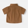 thumbnail image 4 of HCNTES Boys School Shirts 2-15 Years, Toddler Baby Boys Long Sleeve Pullover Tops Kids Casual Button Lapel School Uniform(Coffee,4-5 Years), 4 of 4