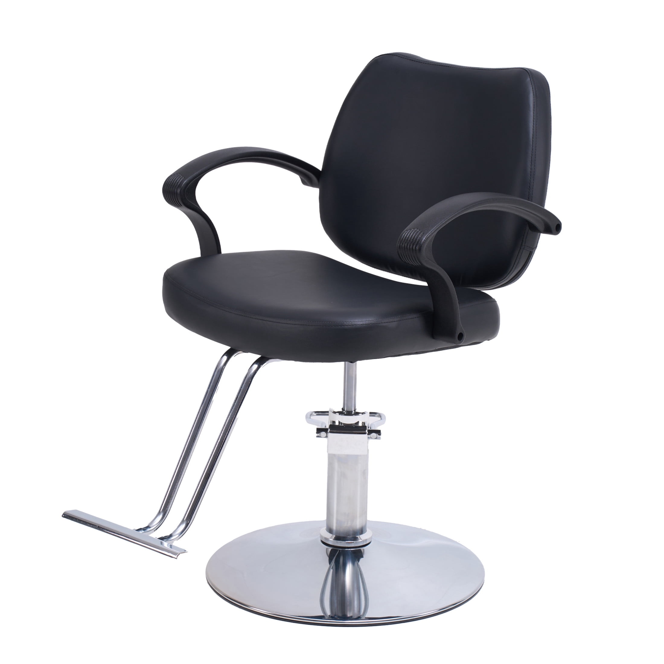 Noble House Hydraulic Barber Styling Chair, Adjustable Height, PU Upholstery, Black + Chrome