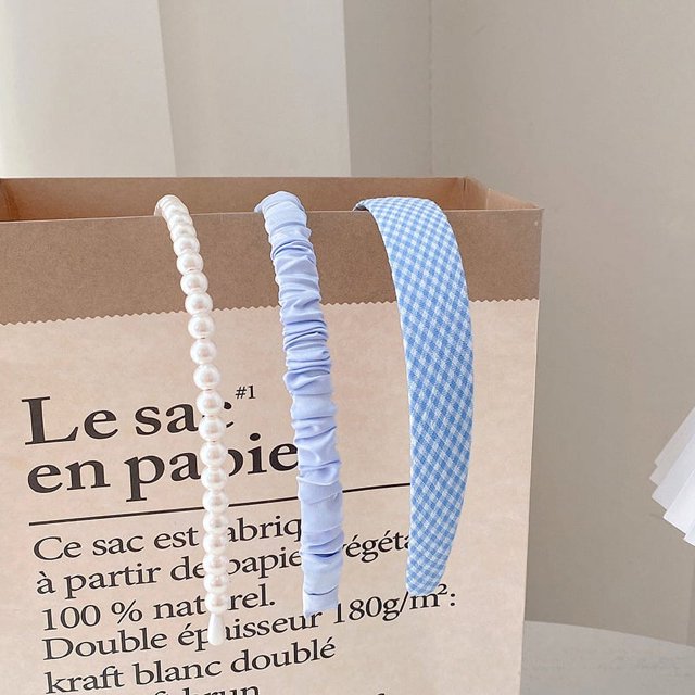 Banda para el cabello con perlas para primavera y verano que combina con el lavado facial, accesorios para el cabello, mechones de tela con pliegues en la parte superior y craneal alto para mujer,