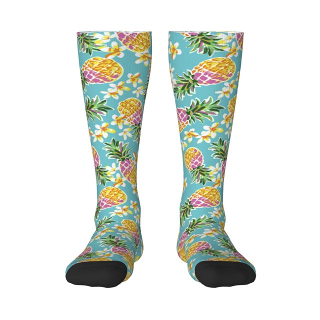Gaeub Chaussettes Design Imprimé Ananas Mignons Chaussettes Hautes Extensibles pour Hommes Femmes Adolescents, Chaussettes de Softball Soccer pour Randonnée, Sport