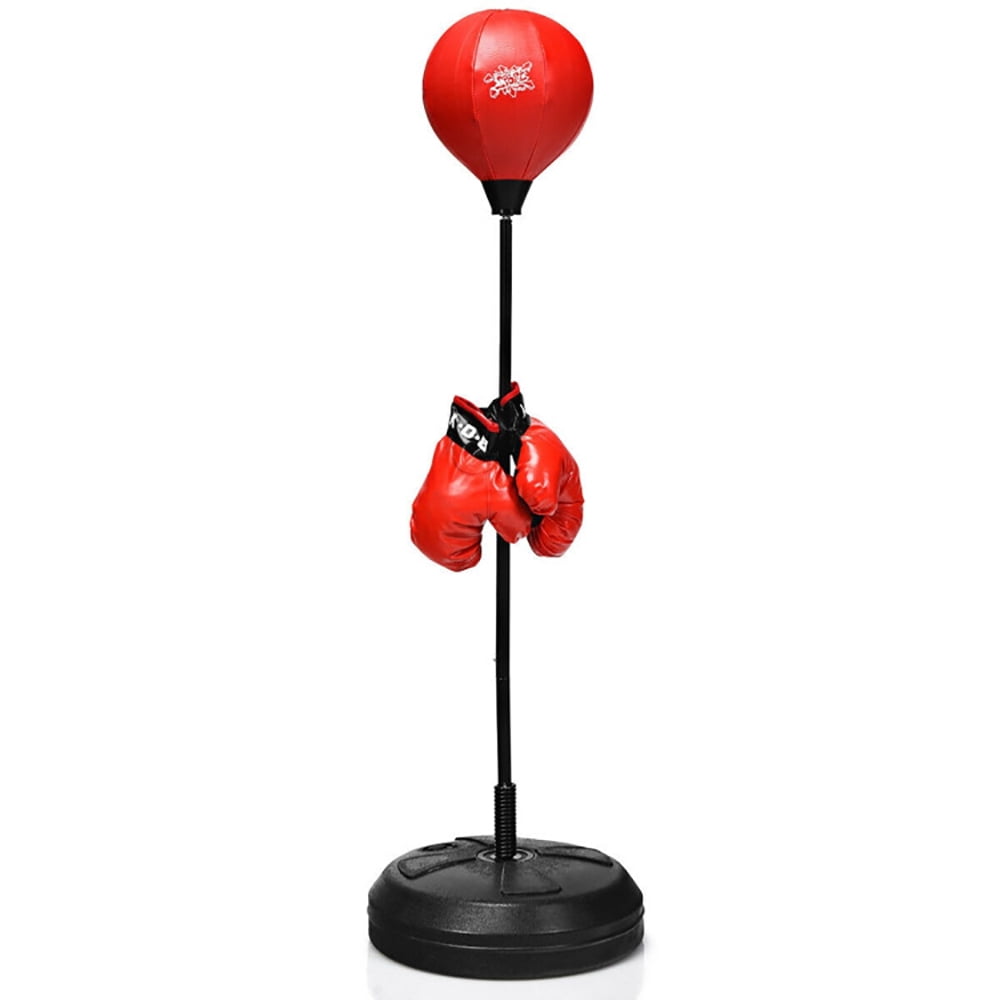 Demifill Punching Bag with Stand, Adjustable Height Punching Bag with Stand Plus Boxing Gloves for Both Adults and Kids, for Speed Training, Fitness, Stress Relief, Exercise, Red