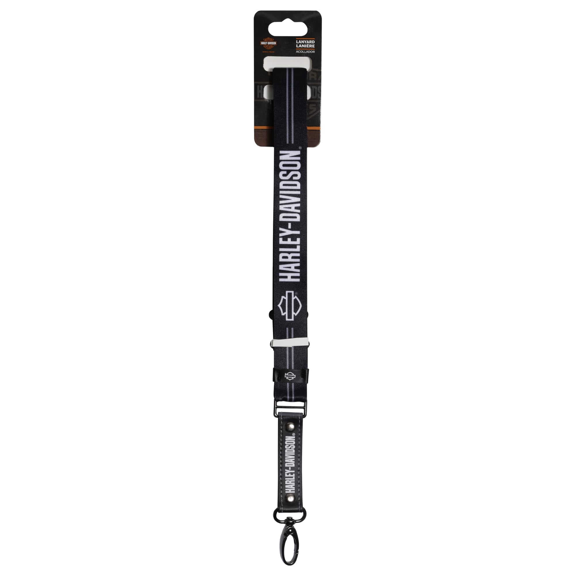 Harley-Davidson Bar & Shield Text Logo Lanyard, Black & White, Harley Davidson