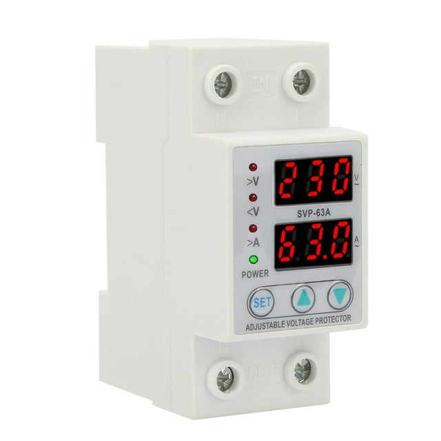 Protector de corriente de voltaje ajustable monofásico con pantalla LED doble CA 230 V 63 A
