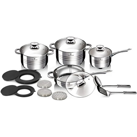 

Haus Kitchen Cookware Set 3-Layer Marble Coating with Ergonomic Soft - Touch Handle Turbo Induction Based Elegant Design & Eco Friendly PFOA Lead Cadmium Free | 15-Piece