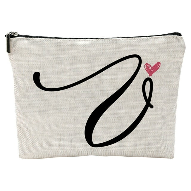 Personalized Makeup Bag with Zipper Closure, Travel Toiletry Organizer Pouch for Cosmetics, Skincare & Essentials, Gift for Friend (19-Letter)