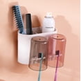 thumbnail image 1 of Portacepillos de dientes, portavasos multifuncional para cepillos de dientes montado en la pared, con dos vasos de mano, adecuado para diferentes tipos de familias JM, 1 of 5
