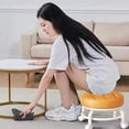 thumbnail image 4 of Padded Rolling Stool with 360° Swivel Wheels , Low Profile Round Soft Cushion Seat , Heavy Duty Sturdy Metal Frame , Mobile Utility Stool for Home office Kitchen Salon Makeup Cleaning Craft Work, 4 of 8