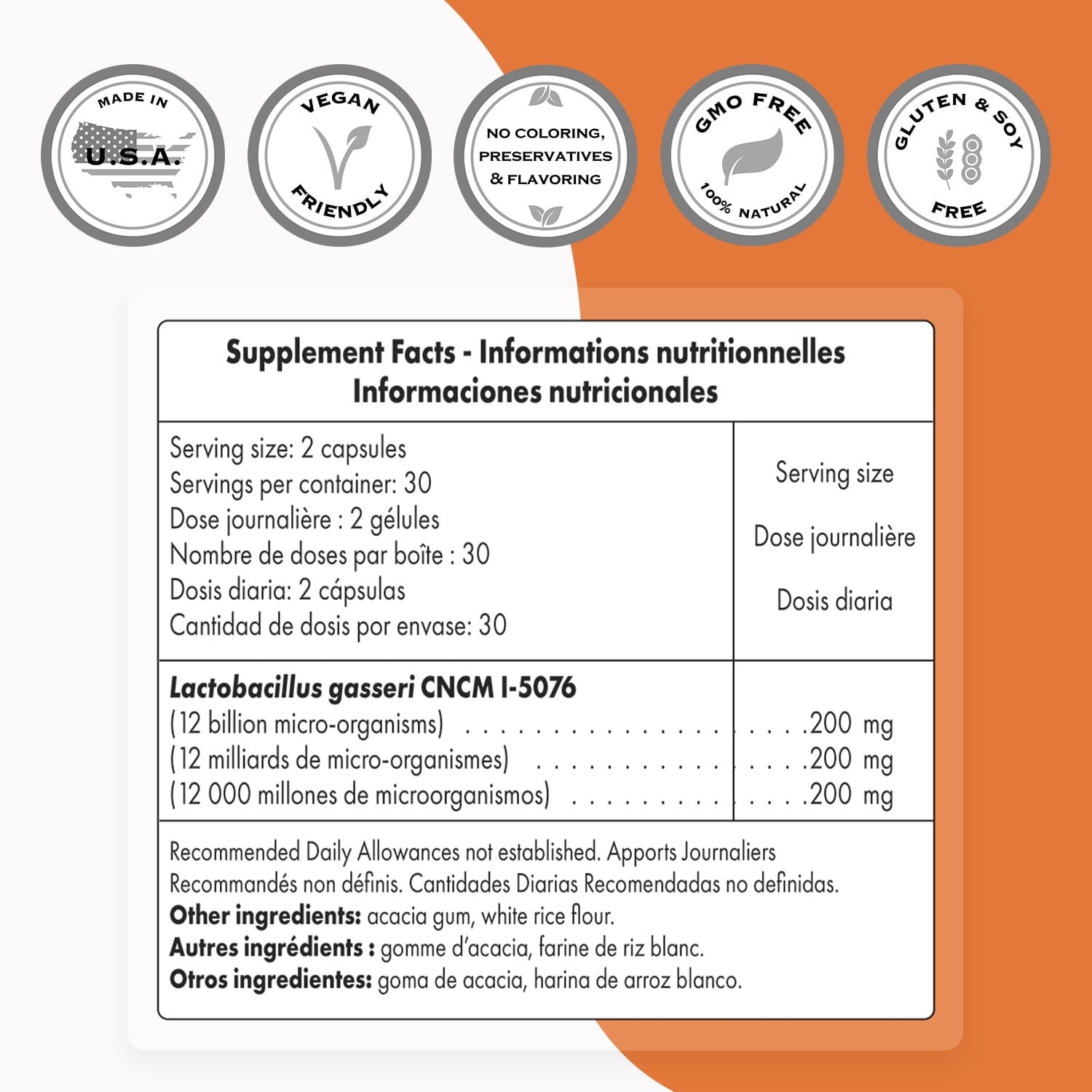 SuperSmart Lactobacillus Gasseri 12 Billion CFU per Day - Probiotic Supplement | Non-GMO & Gluten Free - 60 DR Capsules (Delayed Release)