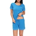 thumbnail image 6 of Women Plus Short Sleeve Pj Set,2-Piece Female Pant Set,Sleepwear Set Loungewear,Blue-L, 6 of 9